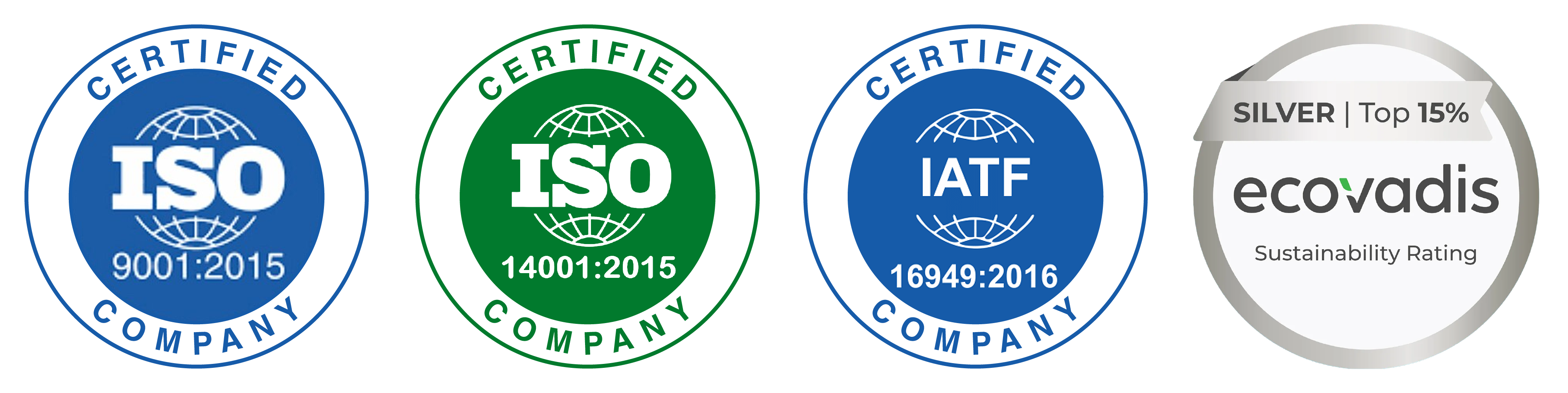 Certificaciones ISO 9001, ISO 14001, IATF 16949 y EcoVadis Silver